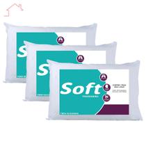 Travesseiro Soft Antialergico Fibra Siliconada Kit c/ 3 Pçs - Arte Cazza