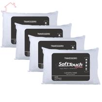 Travesseiro Soft Touch Antialergico Lavavel Kit 4 Unidades Branco