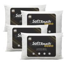 Travesseiro Soft Touch Antialergico Lavavel Kit 4 Unidades Branco
