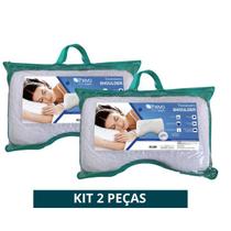 Travesseiro Theva Shoulder (Kit 2 Peças) - Oferece Conforto Inigualável - Capa Removível e Lavável - Espuma Viscoelástica