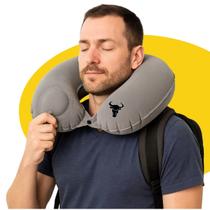 Travesseiro Viagem Inflável Almofada de Pescoço Portátil Cinza Colar Cervical para Avião Carro Ônibus e Camping Cinza Travesseiro Viagem Inflável Almofada de Pescoço Portátil Cinza Colar Cervical para Avião Carro Ônibus e Camping Cinza