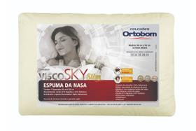 Travesseiro Visco Sky Slim Espuma Nasa Ortobom Cor Branco ou Bege