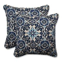 Travesseiros Pillow Perfect 586687 para ambientes externos/internos, 18,5 x 18,5", Woodblock Prism Blue, 2 unidades