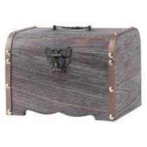 Treasure Box Piggy Bank de madeira para crianças Caixa de dinheiro com moedas