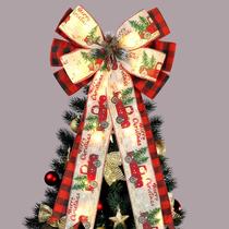 Tree Topper Bow Hongsome 33x64cm LED Buffalo Plaid