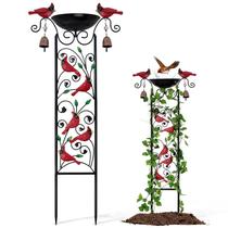 Treliça de jardim de metal Qmetalart Cardinal Bird Bath Wind Chime 89 cm