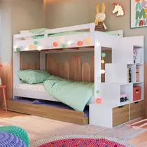 Treliche 2 Gavetas Branco/Aveiro Oak - Completa Móveis Treliche 2 Gavetas Branco/Aveiro Oak - Completa Móveis