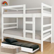 Treliche Barreto Lonçarcci, 3 camas completas com 3 Colchões Solteiro 188x88cm, Beliche com Cama Auxiliar e Colchões