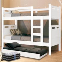 Treliche Beliche Barreto com Cama Auxiliar e 3 Colchões Probel D20 Guarda-Costas Treliche Beliche Barreto com Cama Auxiliar e 3 Colchões Probel D20 Guarda-Costas