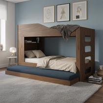 Treliche Beliche com Cama Auxiliar 2 em 1 com Prateleira Treliche Beliche com Cama Auxiliar 2 em 1 com Prateleira