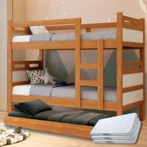 Treliche Beliche com Cama Auxiliar e 03 Colchões D20 Completa