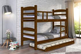Treliche Beliche Reta com Cama Auxiliar Madeira Maciça cor Imbuia