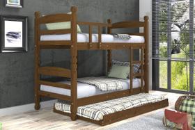 Treliche Beliche Thor com Cama Auxiliar Madeira Maciça cor Imbuia Treliche Beliche Thor com Cama Auxiliar Madeira Maciça cor Imbuia