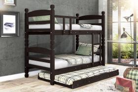 Treliche Beliche Thor com Cama Auxiliar Madeira Maciça cor Marrom Fosco Treliche Beliche Thor com Cama Auxiliar Madeira Maciça cor Marrom Fosco