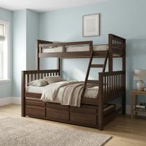 Treliche Cama Casal em Madeira Maciça com Cama Auxiliar e 3 Gavetas Castanho Treliche Cama Casal em Madeira Maciça com Cama Auxiliar e 3 Gavetas Castanho