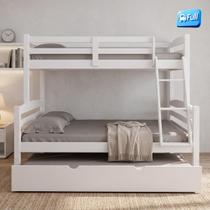 Treliche Casal De Madeira Com Cama Auxiliar De Solteiro branco Treliche Casal De Madeira Com Cama Auxiliar De Solteiro branco