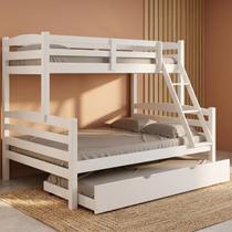 Treliche Casal Madeira Cama Auxiliar Solteiro Escada Cor:Branco Treliche Casal Madeira Cama Auxiliar Solteiro Escada Cor:Branco