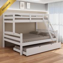 Treliche Casal + Solteiro com Cama Auxiliar Solteiro em Madeira Maciça Treliche Casal + Solteiro com Cama Auxiliar Solteiro em Madeira Maciça