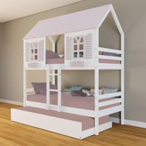 Treliche Casinha Bela - Madeira Maciça Branco/rosa Treliche Casinha Bela - Madeira Maciça Branco/rosa