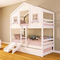 Treliche Casinha dos Sonhos com Escada/ Escorregador Madeira Maciça Branco/ Rosa Housin Treliche Casinha dos Sonhos com Escada/ Escorregador Madeira Maciça Branco/ Rosa Housin