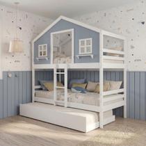 Treliche Casinha dos Sonhos Madeira Maciça Branco e Azul Housin Treliche Casinha dos Sonhos Madeira Maciça Branco e Azul Housin