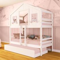 Treliche Casinha Dos Sonhos Madeira Maciça Branco/ Rosa Megamobilia