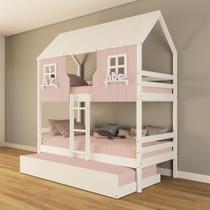 Treliche Casinha Encantada Madeira Maciça Rosa/ Branco Housin Treliche Casinha Encantada Madeira Maciça Rosa/ Branco Housin