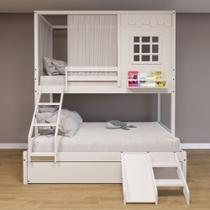 Treliche Casinha Reta Casal Escorregador Cortina Branco