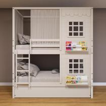 Treliche Casinha Reta com 02 Janelas e Cortina Madeira Maciça Branco Housin Treliche Casinha Reta com 02 Janelas e Cortina Madeira Maciça Branco Housin