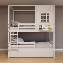 Treliche Casinha Reta com Grade Removível Madeira Maciça Branco Housin Treliche Casinha Reta com Grade Removível Madeira Maciça Branco Housin