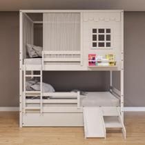 Treliche Casinha Reta Removível Escorregador Cortina Branco