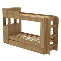 Treliche Com Cama Auxiliar Adulto Junevil Baú Superior Escadas Armário 1 Porta Prateleiras Internas Cm8055 Amêndoa Treliche Com Cama Auxiliar Adulto Junevil Baú Superior Escadas Armário 1 Porta Prateleiras Internas Cm8055 Amêndoa