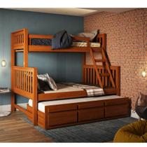 Treliche com Cama de Casal 3 Gavetas Madeira Maciça Saraiva Treliche com Cama de Casal 3 Gavetas Madeira Maciça Saraiva