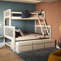 Treliche Com Cama De Casal Branco Lavado C- Cama Auxiliar 3 Gavetas Madeira Pinus Treliche Com Cama De Casal Branco Lavado C- Cama Auxiliar 3 Gavetas Madeira Pinus