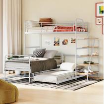 Treliche com Escada Lateral em Ferro Aço Carbono Tubular Teko Casatema MadeiraOriginals Branco/Fosco Treliche com Escada Lateral em Ferro Aço Carbono Tubular Teko Casatema MadeiraOriginals Branco/Fosco