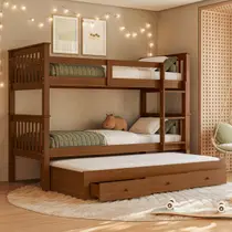 Treliche De Solteiro Em Madeira Maciça Com Gavetas Woodstore