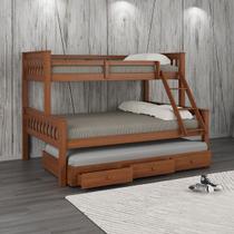 Treliche Madeira Com Gavetas Merk - 2 Camas Solteiro + 1 Cama Casal Treliche Madeira Com Gavetas Merk - 2 Camas Solteiro + 1 Cama Casal
