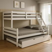 Treliche Madeira Pinus Casal Solteiro Cama Auxiliar Robusto branco