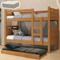 Treliche Moderno Multifuncional Vira Duas Camas 3 em 1 com Cama Auxiliar + 3 Colchões D33
