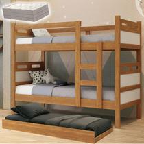 Treliche Moderno Multifuncional Vira Duas Camas 3 em 1 com Cama Auxiliar + 3 Colchões D33 Treliche Moderno Multifuncional Vira Duas Camas 3 em 1 com Cama Auxiliar + 3 Colchões D33