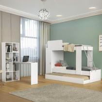 Treliche Para Colchão 78x188cm Com 1 Porta E Escrivaninha Multimóveis Mp4364 Branco