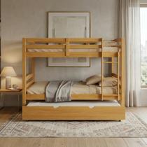 Treliche Solteiro com Cama Auxiliar - Cor Mel - Ideal para Espaços Pequenos Treliche Solteiro com Cama Auxiliar - Cor Mel - Ideal para Espaços Pequenos
