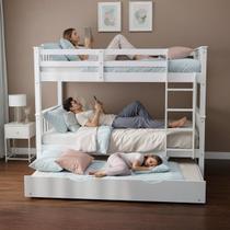 Treliche Solteiro Com Cama Auxiliar De Madeira Maciça Adulto Branco