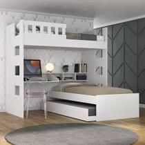 Treliche Solteiro com Escrivaninha Branco