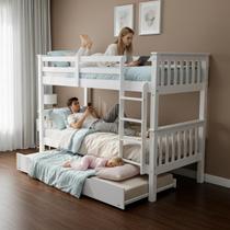 Treliche Solteiro De Madeira Maciça Resistente Com Escada Branco Treliche Solteiro De Madeira Maciça Resistente Com Escada Branco