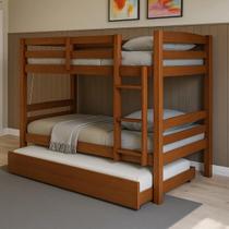 Treliche Solteiro Madeira Maciça Com cama Auxiliar E Proteção