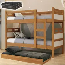 Treliche Triliche com Cama Auxiliar e 3 Colchões D20 Versátil e Robusto