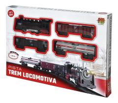 Trem Brinquedo Trenzinho Pista 85,5cm Locomotiva Luz e Som - Dm Toys