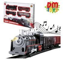 Trem Brinquedo Trenzinho Pista 85,5cm Locomotiva Luz e Som