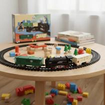 Trem Brinquedo Trenzinho Pista Locomotiva Luz Som Luz 17 Peças